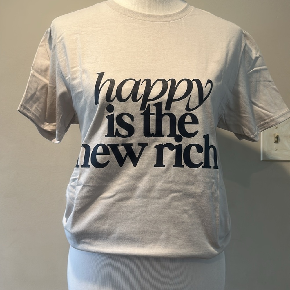 Beige T-Shirt with Bold Text